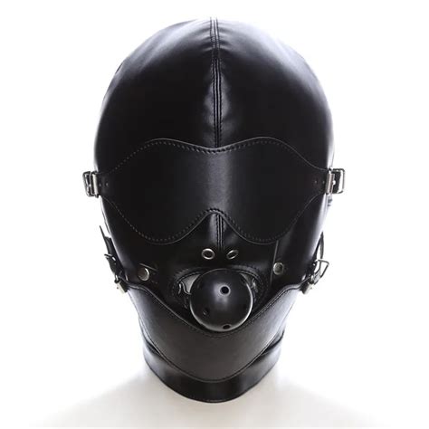 leather sex mask|PU Leather Bondage Mask Hood SM Sex Toy with Removable。